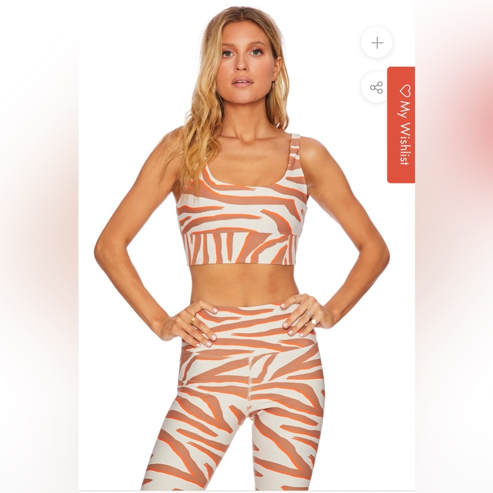 Beach Riot Leah Zebra Print Orange Brown Sports Bra Size XS
